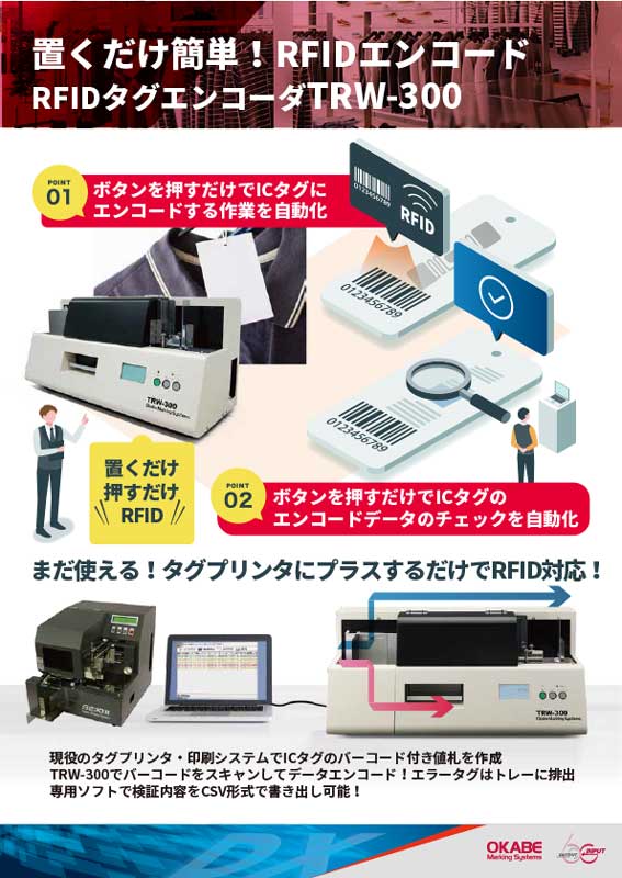 オカベマーキングシステムの置くだけでRFIDタグエンコードを完了するTRW-300